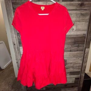 red peplum short sleeve top